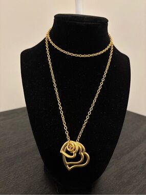 Avon Gold Layered Heart Pendant Necklace